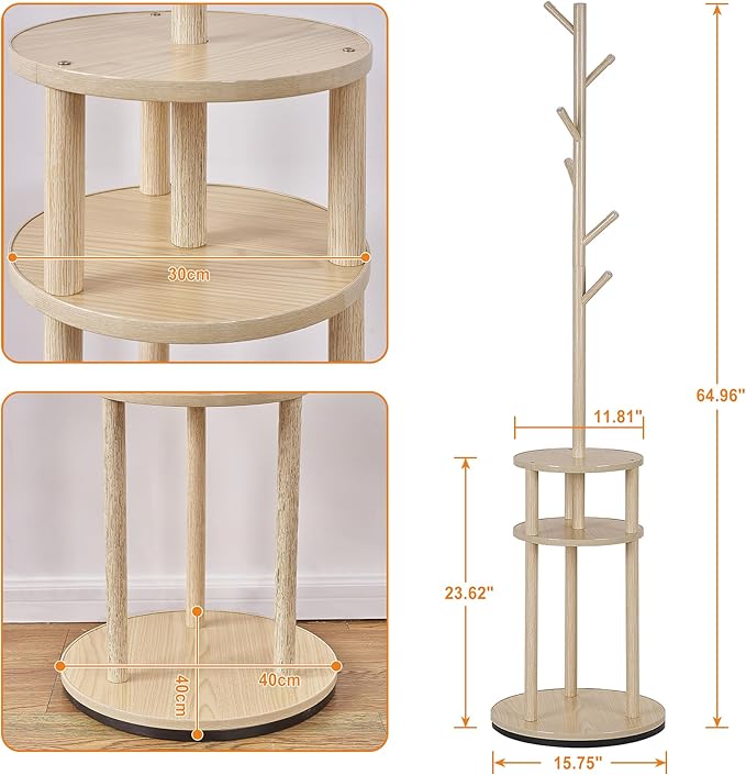VECELO Coat Rack Freestanding, Entryway Hanger Stand, Umbrella Holder