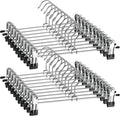ZOBER Metal Pants Hangers with Clips - Pack of 20 Space Saving Skirt Hangers for Women - Chrome, Non-Slip, Adjustable Clips, for Pants, Skirts, Jeans Closet Organization, College Dorm Essentials