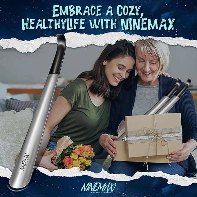 NINEMAX Shoe Horn Long Handle for Seniors Men Women, Metal Long Shoehorn Boot Horn, Stainless Steel Shoe Spoon Helper 16.5''(Pack of 1)
