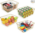 Wire Baskets for Storage Pantry, 4 Pack, 11 x 8.7 x 4.7 in, Golden Metal