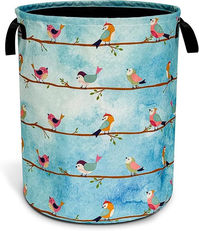 Cute Bird Laundry Basket Color Animal Foldable Oxford Cloth Funny Tote Bag Laundry Hamper Clothes Storage Bucket Toy Organizer For Bathroom/Laundry Storage/Bedroom 18.9x16.5 Inch