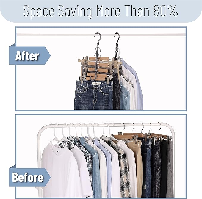 Mr. Pen- Space Saving Hangers for Clothes, 12 pcs, 4, Plastic Multi Clothes Hangers Space Saving, 5 Slots, 360° Rotating Hooks