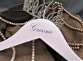 NAHANCO G20117WB Bridal Hanger, White Wood Suit Hanger with Black Imprint (Groom), 17” (1 Piece)