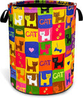 Cute Cat Laundry Basket Funny Pet Foldable Oxford Cloth Funny Tote Bag Laundry Hamper Clothes Storage Bucket Toy Organizer For Bathroom/Laundry Storage/Bedroom 18.9x16.5 Inch