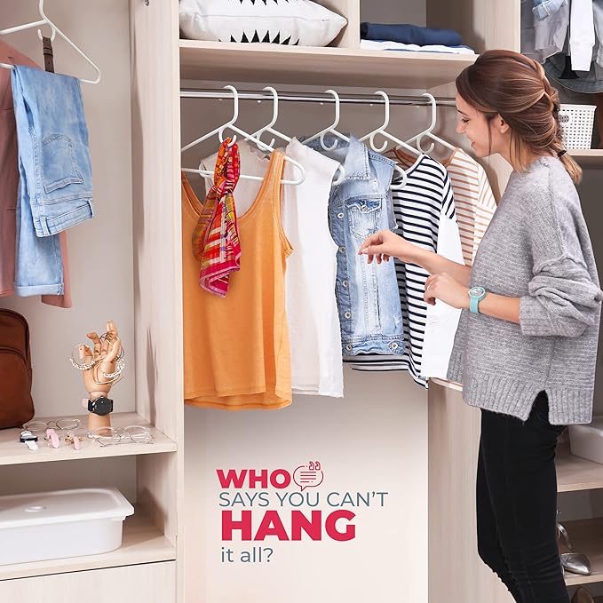 Neaties Heavy Duty Clothes Hangers 6 Pack – Made in The USA – 8lb Capacity Plastic Hangers for Adult Clothing – Durable for Pants, Coats, Jackets, or Jeans – White