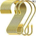 Hotop 36 Pcs S Hooks for Hanging 3.15 Inch Heavy Duty S Shaped Stainless Steel Hook Metal Hanging Curtain Hooks Pan Pot Holder Rack for Pot, Pan, Cups, Plants, Bags, Jeans, Towels(Gold)