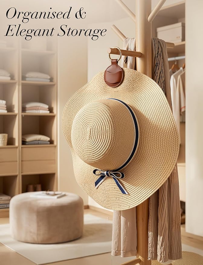Niveaya Upgraded Magnetic Hat Clip for Hanging Sunglasses, 2-Pack Stylish Hat Clip for Travel Bag Luggage Backpack, Strong Magnet Hat Holder, Hands-Free, Beach Cruise Vacation Essentials, Brown+Brown