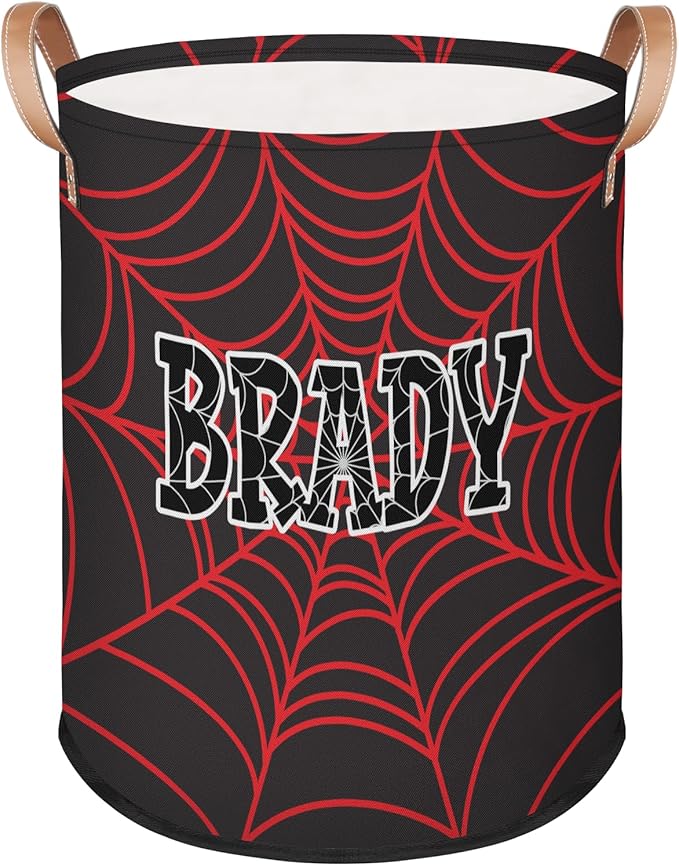 Spider Wed Personalized-Laundry-Hamper-Basket for Kids Custom Name Collapsible Storage Organizer Bin Dirty Clothes Toys Hamper for Boys Nursery in Laundry, Bedroom, Bathroom Wed-1