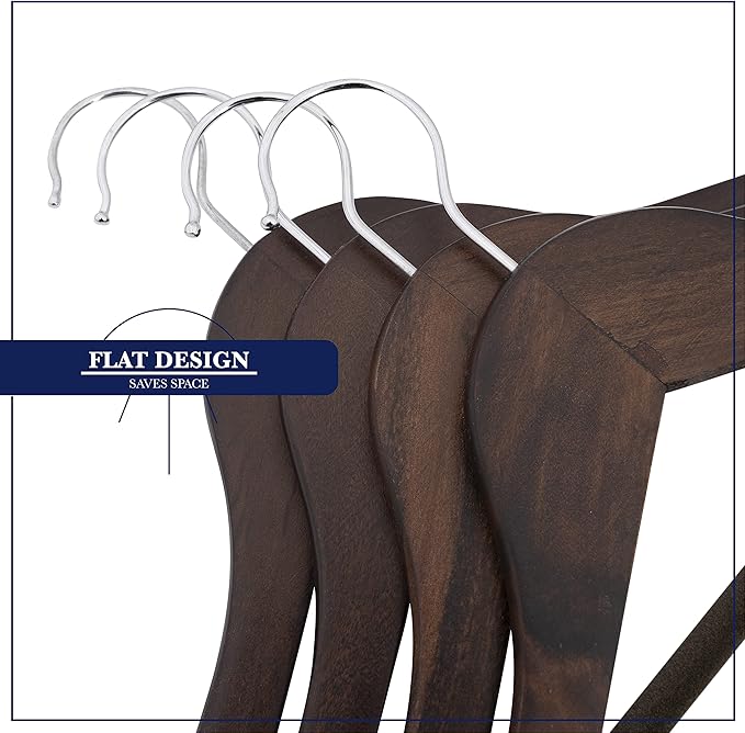 Wooden Hangers - Non Slip Luxury Natural Lotus Wood & Velvet Suit & Pants Hangers - 360 Rotating Hooks - 20 Pack