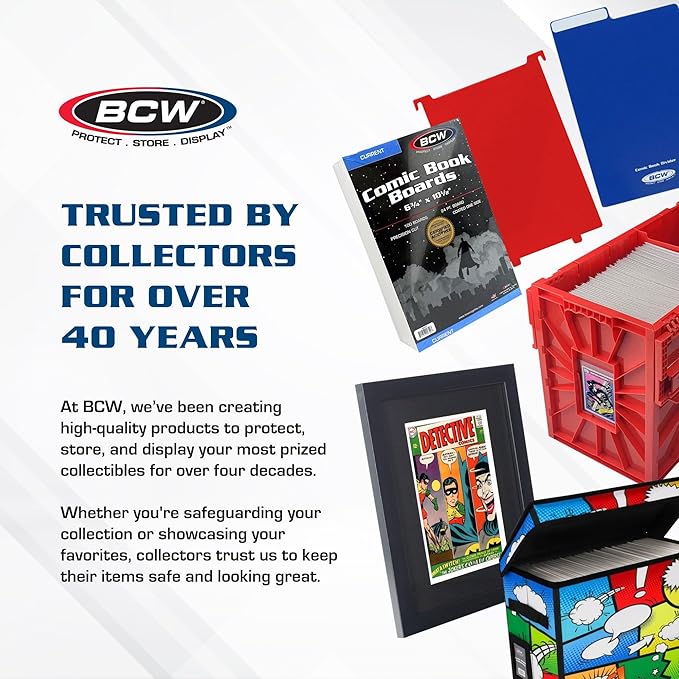 BCW Short Comic Book Bin | Holds 150 Comics | Stackable Plastic Storage | Acid-Free Organizer | Blue, 2 Pack