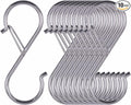 Vantasii 10 Pack S Hooks for Hanging, Rustproof S-Shaped Hook with Safety Buckle Heavy Duty Metal S Hanging Hook for Clothes, Pots, Pans, Kitchen Utensil, Cubicle, Closet Rob, Bags(3.5 inch, Silvery)