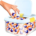 Skywin TidyFriend Laundry Pods Container with Push Up Lid, 11.4" x 11" x 5.9", Airtight Storage Keeps Pods Fresh, Laundry Detergent Container & Dishwasher Pod Holder (White)