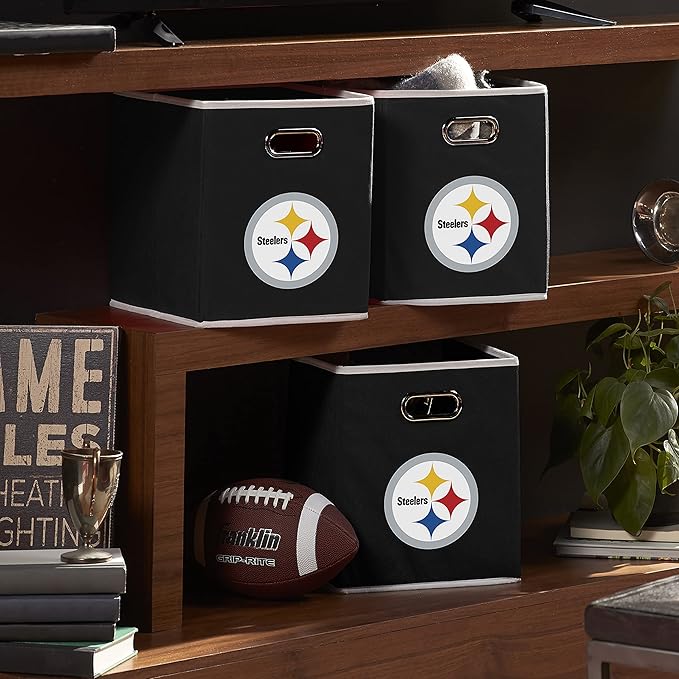 Franklin Sports NFL Storage Bins - Collapsible Cube Container + Basket - NFL Office, Bedroom + Living Room - 11"x11"