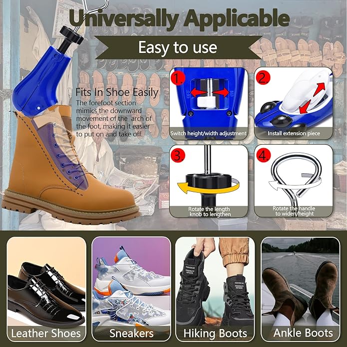 Boot Stretcher for Men Women, Boot Stretcher for Cowboy Boot Leather Shoe Stretcher Wide Feets Instep