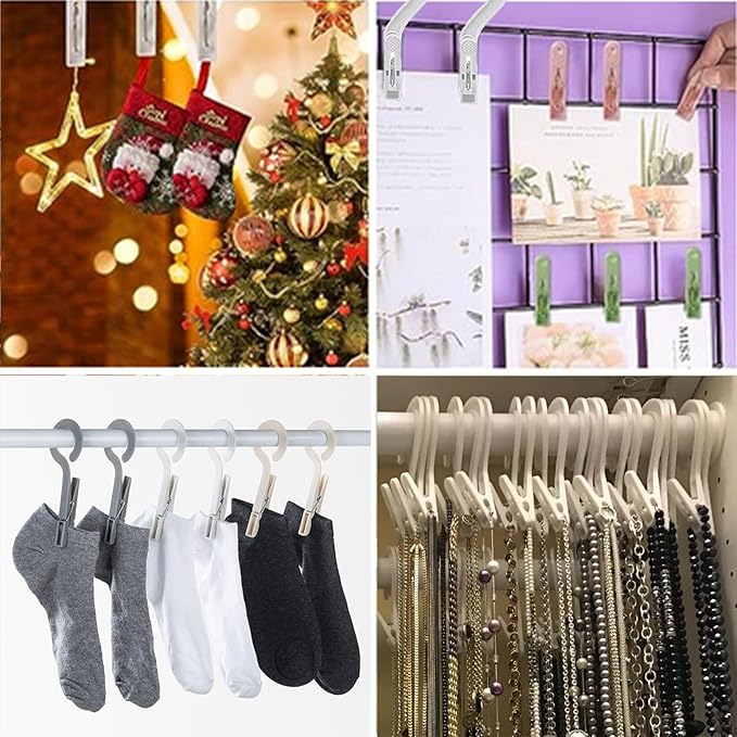 24pcs Laundry Hooks Clip Plastic Clothes Hangers Pins Super Strong Hanger Clips for Bathroom Travel Portable,Multicolor
