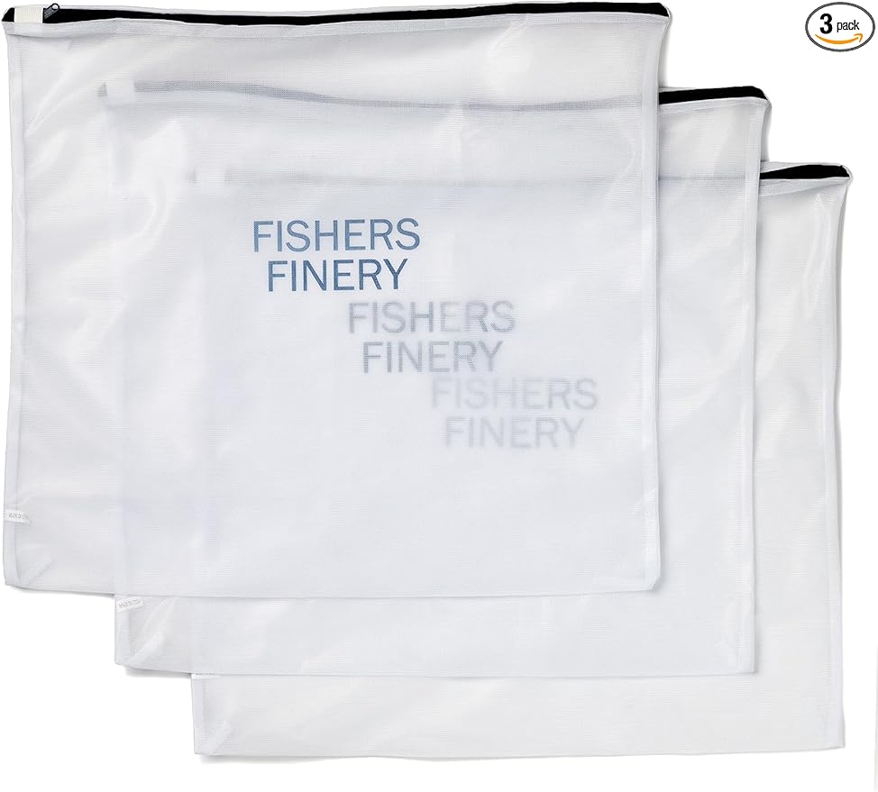 Fishers Finery Mesh Laundry Bags - Large Sweater Size Zipper Wash Bags for Delicates - Washing Machine Durable and Safe, Lingerie and Garment Bag (3 Pack)