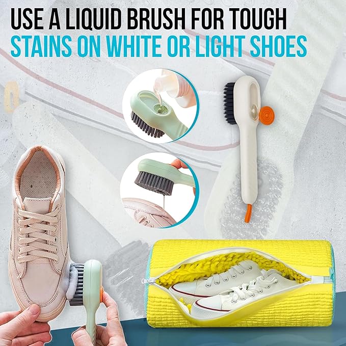Shoe Washing Bags for Machine – 2 Pack Sneaker Laundry Bag with Sneaker Molds & Brush, Tennis Footwear Cleaner Kit for Washer and Dryer, Reusable Mesh Cleaning Set