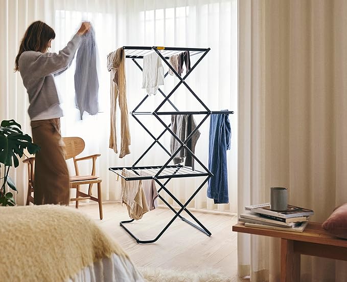 Joseph Joseph AirFrame Max Drying Rack, 70 ft Capacity, Large Folding Clothes Airer with Long Garment Rails