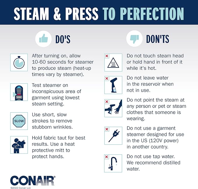 Conair Handheld Garment Steamer for Clothes, ExtremeSteam 1200W, Portable Handheld Design,White/Blue