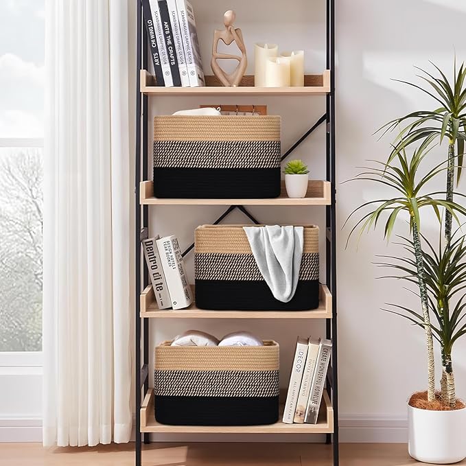 Baskets for Organizing,Storage Baskets,3 Pack Baskets for Shelfves,15"×10"×9" Woven Basket,toy storage bins,bins for organization