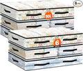 6 Pack Under Bed Storage Bags, 90L Foldable Clear Storage Containers with Handles, Dual Zippers for Comforter, Clothes, Bedding, Linen Sheets, Sweaters, Blanket Storage