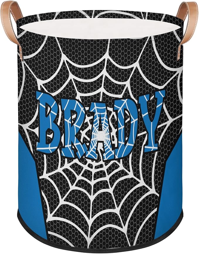 Spider Wed Personalized-Laundry-Hamper-Basket for Kids Custom Name Collapsible Storage Organizer Bin Dirty Clothes Toys Hamper for Boys Nursery in Laundry, Bedroom, Bathroom Wed-6