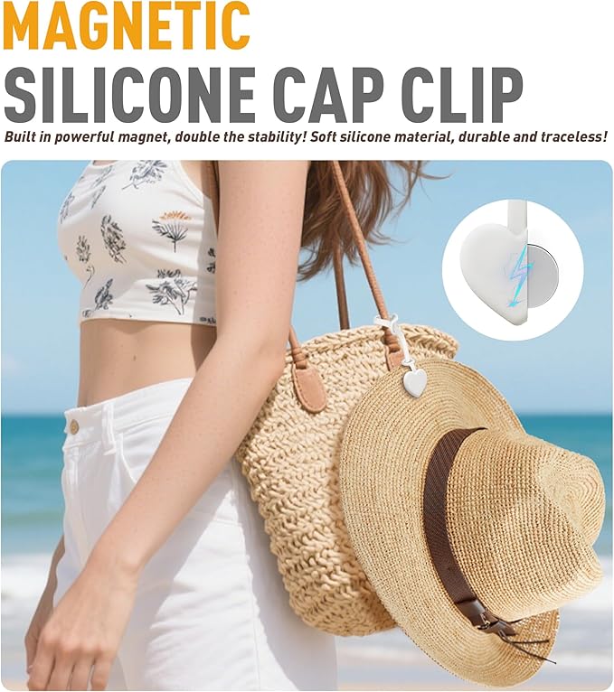 Nearockle Magnetic Hat Clip for Travel on Bag, 2026 Silicone Hat Clips Adjustable Sunhat Holder, Vacation Travel Essentials