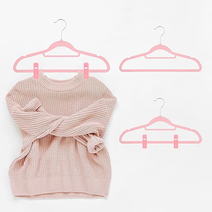 Trgowaul Blush Pink Velvet Hangers Clips, Pants Hangers Velvet Clips, Strong Finger Clips Perfect for Thin Velvet Hangers (20 Pcs, Blush)