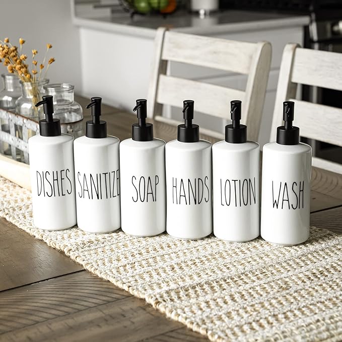 Heartland Home Porcelain 16oz Liquid Dispenser - Kitchen, Bathroom & Laundry Soap & Detergent Dispenser