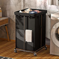 150L Large Laundry Hampers Basket with Removable Washing Bag, Oxford Fabric Laundry Hamper Clothes Hampers, Metal Frame Design with Wheels, Suitable for Bedroom, Laundry Room (Black with Bag)