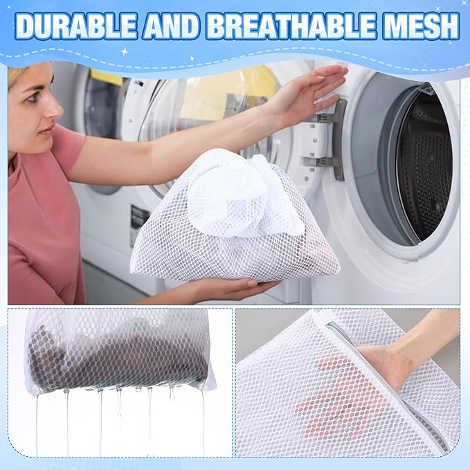 SATINIOR 7 Pcs Mesh Laundry Bags Sneaker Mesh Bags Suitable for Most Washing Machines and Dryers with Sturdy Zippers and Ties Laundry