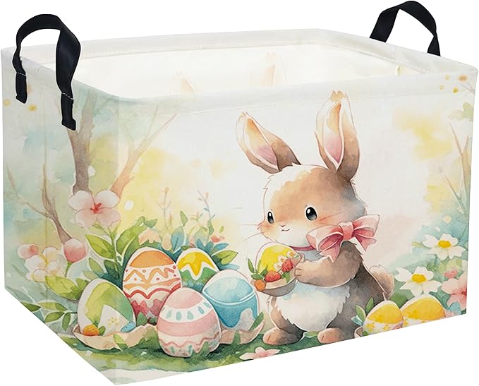 Easter Basket for Kids Gift - Rectangular Toy Storage Basket Organizer Bin Box Room Decor for Home(Color Easter)