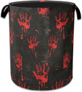 Halloween Blood Spatter Hand Laundry Basket Collapsible Laundry Hamper, Oxford Cloth Storage Bin for Room/Bathroom/Bedroom/Dormitories 16" X 20.8"