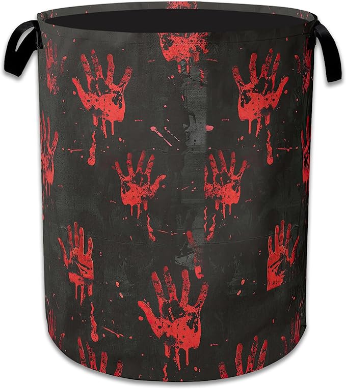 Halloween Blood Spatter Hand Laundry Basket Collapsible Laundry Hamper, Oxford Cloth Storage Bin for Room/Bathroom/Bedroom/Dormitories 16" X 20.8"