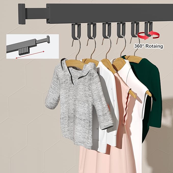 Clothes Drying Rack,Retractable Collapsible-Tri Folding Space Saver Wall Mount Drying Rack for Laundry Room/Bathroom/Window,Black