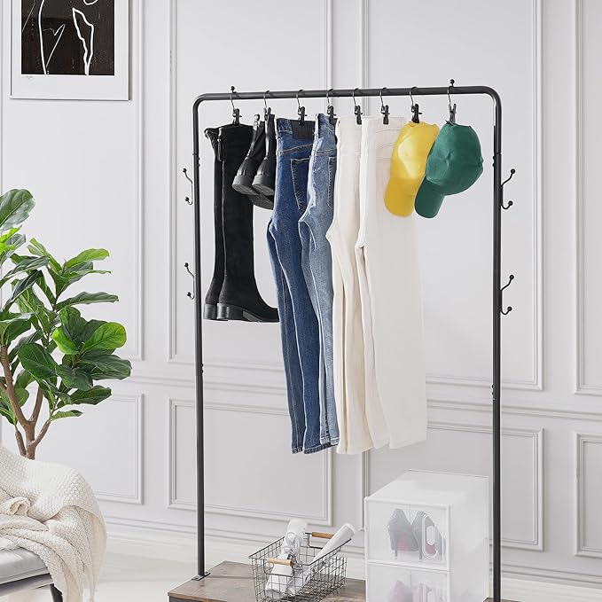 BEWISHOME 50 PCS Boot Hangers for Closet, Laundry Hooks with Clips, Boot Hanging Hold Clip, Clothes Pins, Space Saving Portable Travel Hangers Clip, Jeans, Tall Boots, Towel, Black FYC50B
