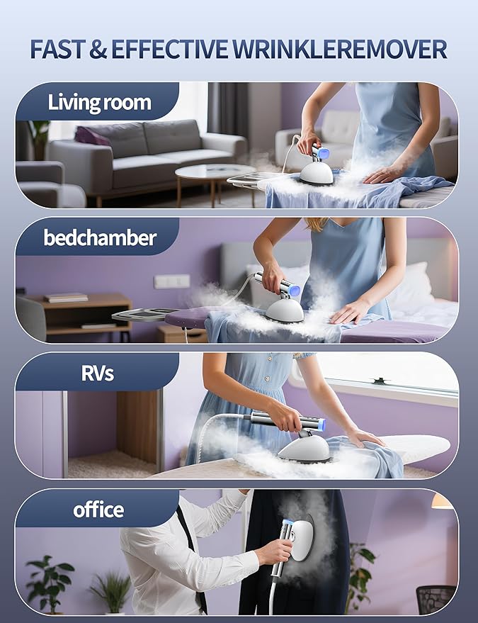 Sundu Handheld & Vertical Garment Steamer, 2-in-1 Portable Design, 30s Heat-Up, 6 Steam Modes, 800mL Tank, Auto Shut-Off for Wrinkle Removal, White