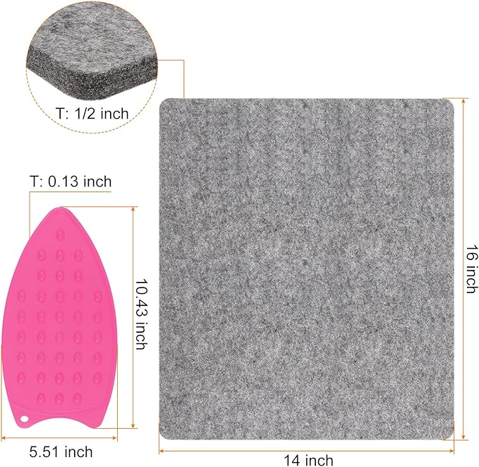HARFINGTON Wool Pressing Mat 16" x 14" Wool Ironing Pad Sewing Notions for Crafts Quilter Quilting