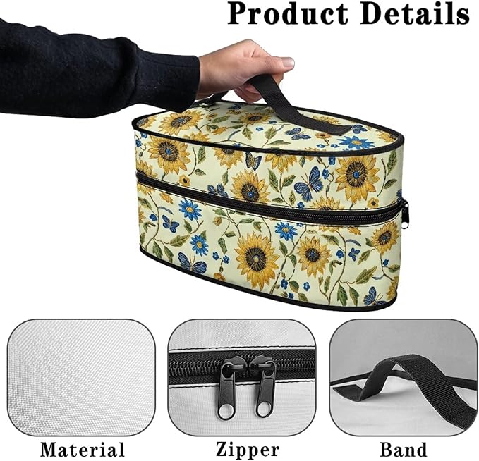 Sunflower Butterfly Flower Print Travel Steamer Bag Handheld Steamer Holder with Handle Steam Iron Storage Bag Home Iron Accessories, Case Only