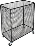 Wire Metal Rolling Laundry Basket On Wheels,Mesh Wire Laundry Basket Storage Cart for Bathroom Bedroom Dirty Clothes Storage (B)
