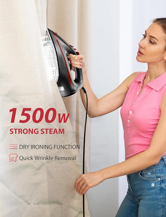 Steamer Iron for Clothes, Portable 2 In 1 Travel Handheld Garment Steamer, 100ml Water Tank, 1100W Light Steam Iron Large Ceramic Heat Panel for Home & Global & Europe Traveling