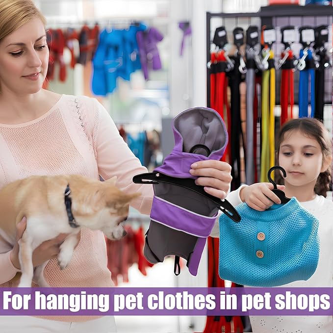 48 Pcs Dog Clothes Hangers 7 Inch Wide Non-Slip Plastic Pet Clothes Hangers Pet Clothing Holder Coat Hanger for Small Dog Cat Puppy Chihuahuas(Black)