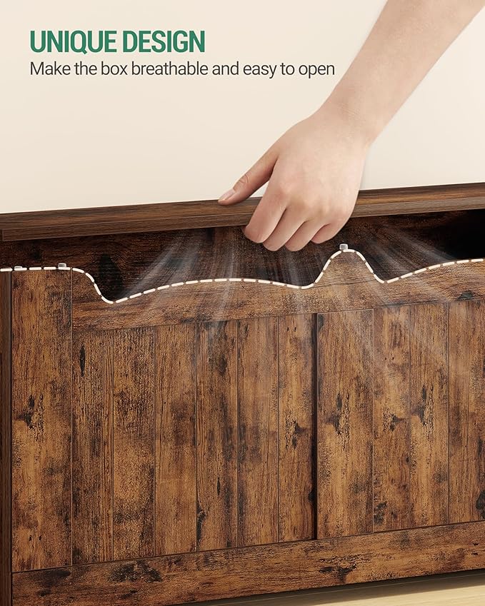 39.4" Storage Chest, Storage Bench Trunk with 2 Hinge, Wooden Box, Lift-Top Chest Organizer, Shoe Bench for Entryway, Bedroom, Living Room, Rustic Brown SB01001X