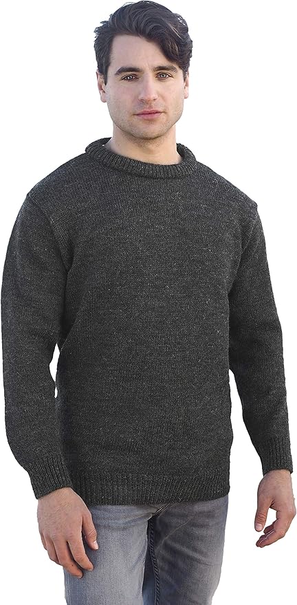 Aran Crafts Plain Crew Neck Sweater (100% Wool)