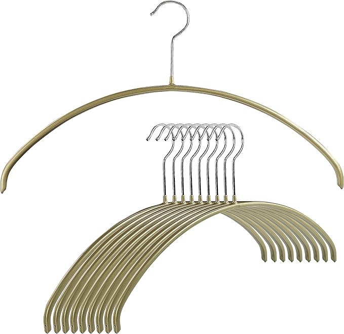 Mawa by Reston Lloyd Euro Series Non-Slip Space Saving Steel Clothes Hanger for Shirts, Dresses, Sweaters, Style 40/P, Gold, Set of 12