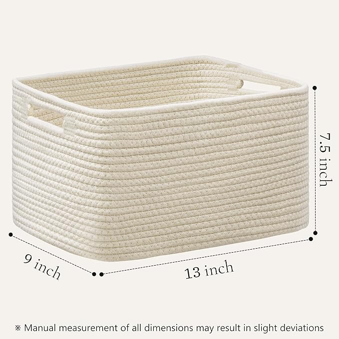 UBBCARE 2 Pack Storage Baskets for Shelves, Baskets for Organizing, Cube Shelf Storage Bin with Handles, Woven Storage Basket, 13"L x 9"W x 7.5"H, Beige