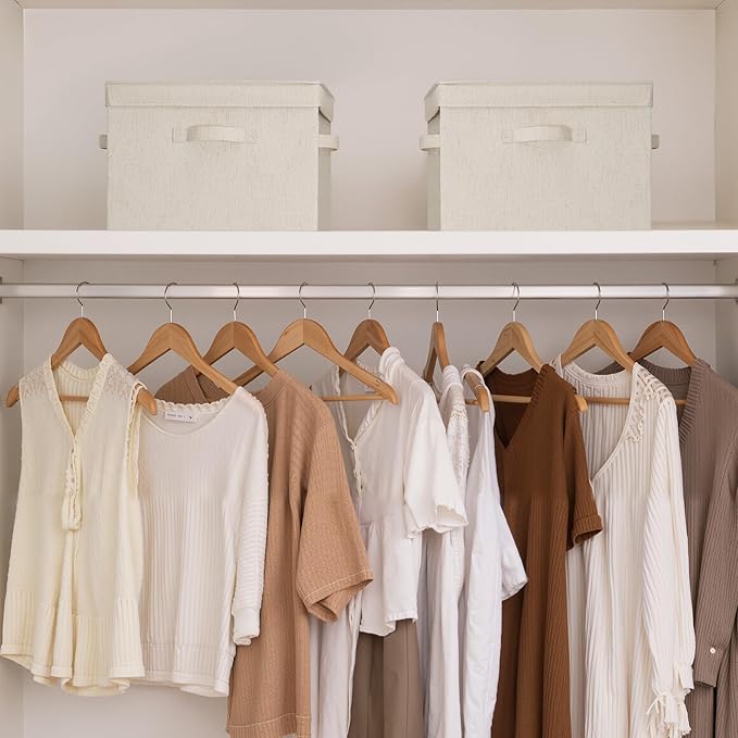 StorageWorks Fabric Storage Bins with Lids, Stackable Closet Storage Boxes with Handles, Decorative Storage Organizers, 15" x11¼x12½, Beige, 2-Pack