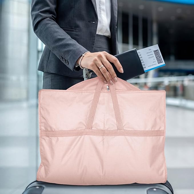 43" Travel Garment Bag with Accessories Zipper Pocket, Heavy Duty Suit Bag for Suits, Tuxedos, Dresses, Coats, Pink, 1 pack