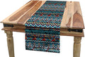 Lunarable Tribal Table Runner, Colorful Geometric Mexican Pixel Art Pattern Indigenous Native Style, Dining Room Kitchen Rectangular Runner, 16" X 120", Sea Blue Dried Rose