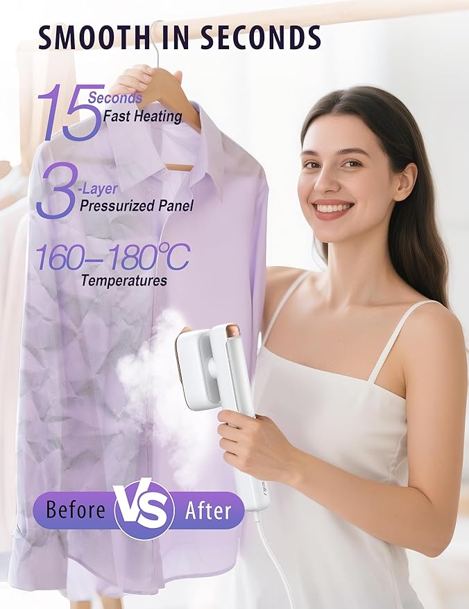 Steamer Iron for Clothes, Portable 2 In 1 Travel Handheld Garment Steamer, Steam Iron for Travel and Home